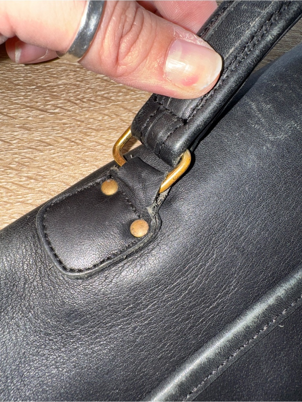 VINTAGE COACH BLACK LEATHER BUCKLE CLOSURE BRIEFCASE - Picture 8 of 14